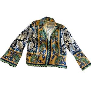 Floral Patterned Jacket in Blue and Green